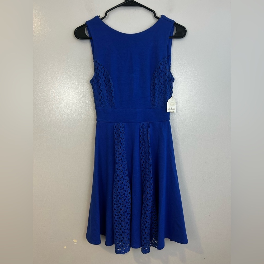 NWT Altar'd State Blue Sleeveless Crochet Lace Fit & Flare Mini Dress Small